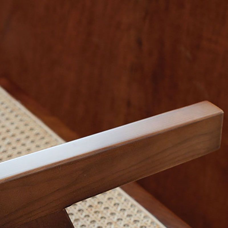 Silla de comedor de madera escandinava, cafetería, sillas de comedor con respaldo abierto y brazo (juego de 2)