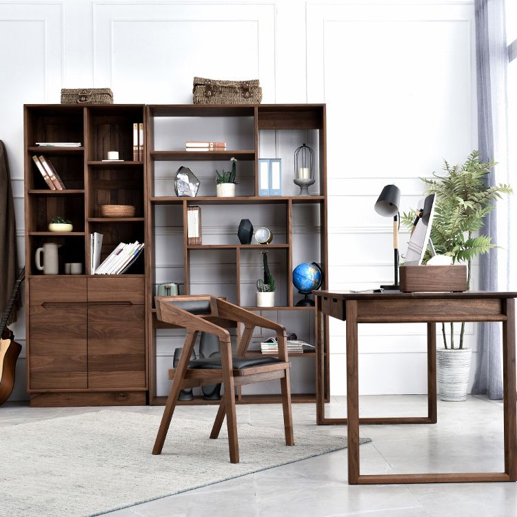 Contemporary Upholstered Arm Chair Home Walnut Wood Dining Chair