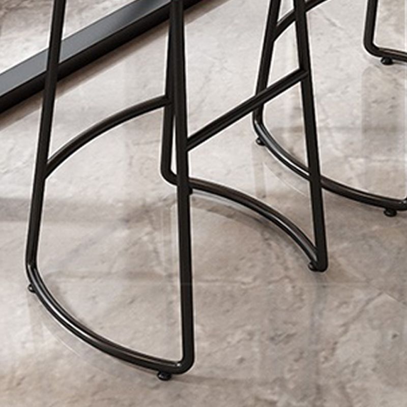 Modern Armless Backless Counter Stool Iron Dining Room Bar Stool with Pedal