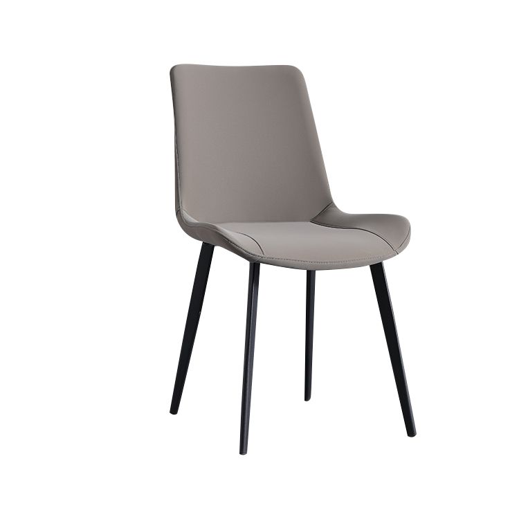Minimalist Style Faux Leather Dining Chairs Solid Back Armless Side Chairs (Set of 2)