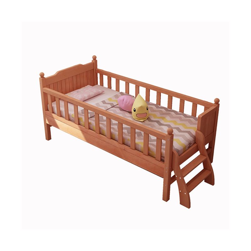 Washed Natural Nursery Crib Solid Wood Contemporary with Guardrail