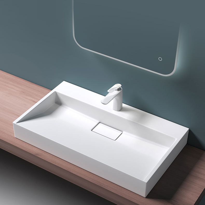 Modern Vessel Bathroom Sink Rectangular Single Faucet Hole Wash Stand(not Included Faucet)