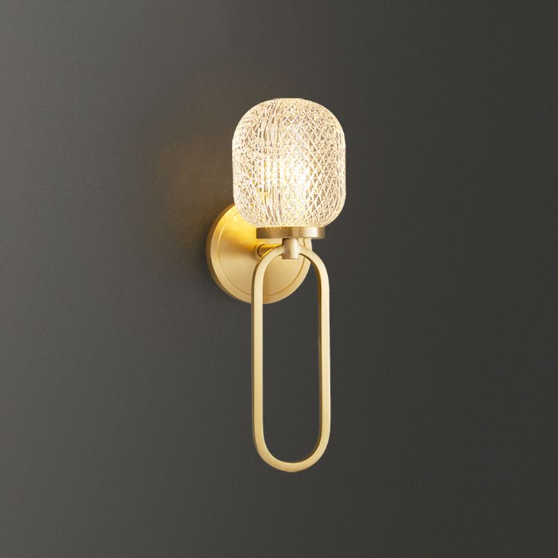 Modern Style Geometric Wall Mounted Lamps Glass 1 Light Wall Sconces in Gold