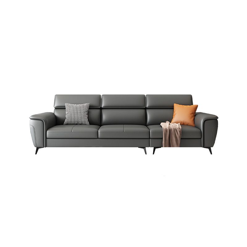 Grey Genuine Leather High Back Pillow Top Arm Sofa/Sectional with Wear-resisting