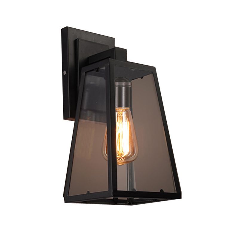 Clear Glass Industrial Style Leuchte 1-Licht schwarzer Wand Licht für den Flur