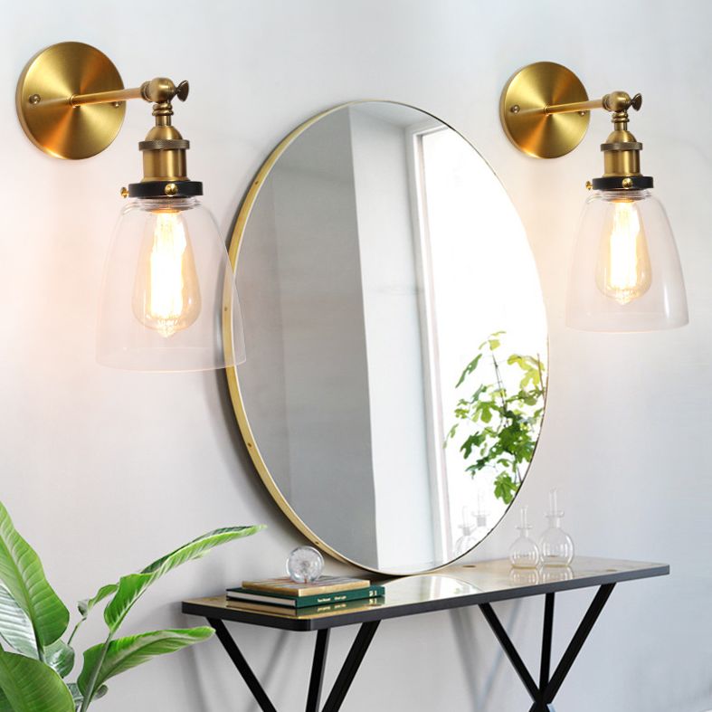 Loft Industrial Wall Mount Light Single Light Glass Shade Sconce Light for Bedside Restaurant