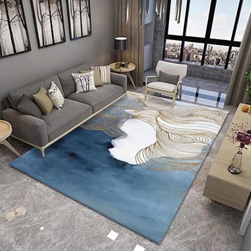 Gold Simple Rug Polyester Gold Wire Rug Non-Slip Backing Rug for Drawing Room