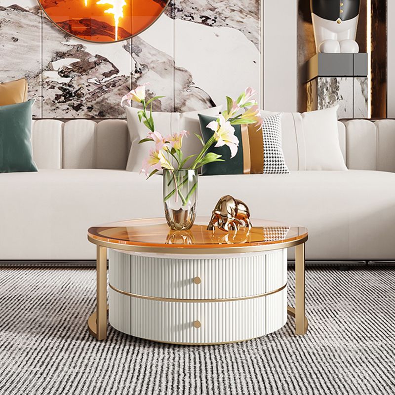 Glass Top Coffee Table Frame 2 Piece Nesting Tables with Golden Legs