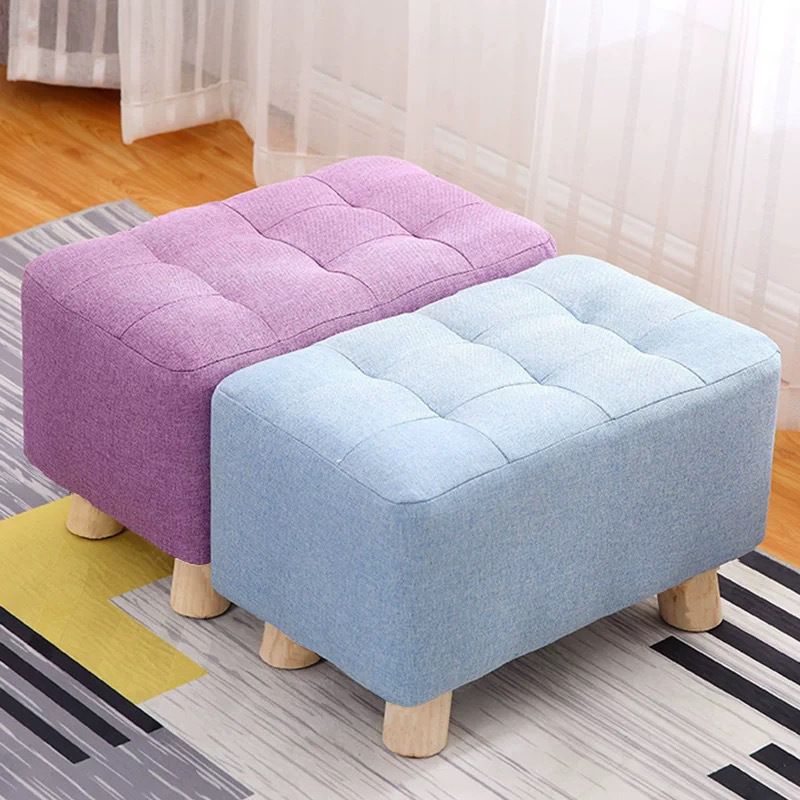 Cotton Linen Ottoman Scratch Resistant Removable and Washable Slipcover Solid Ottoman