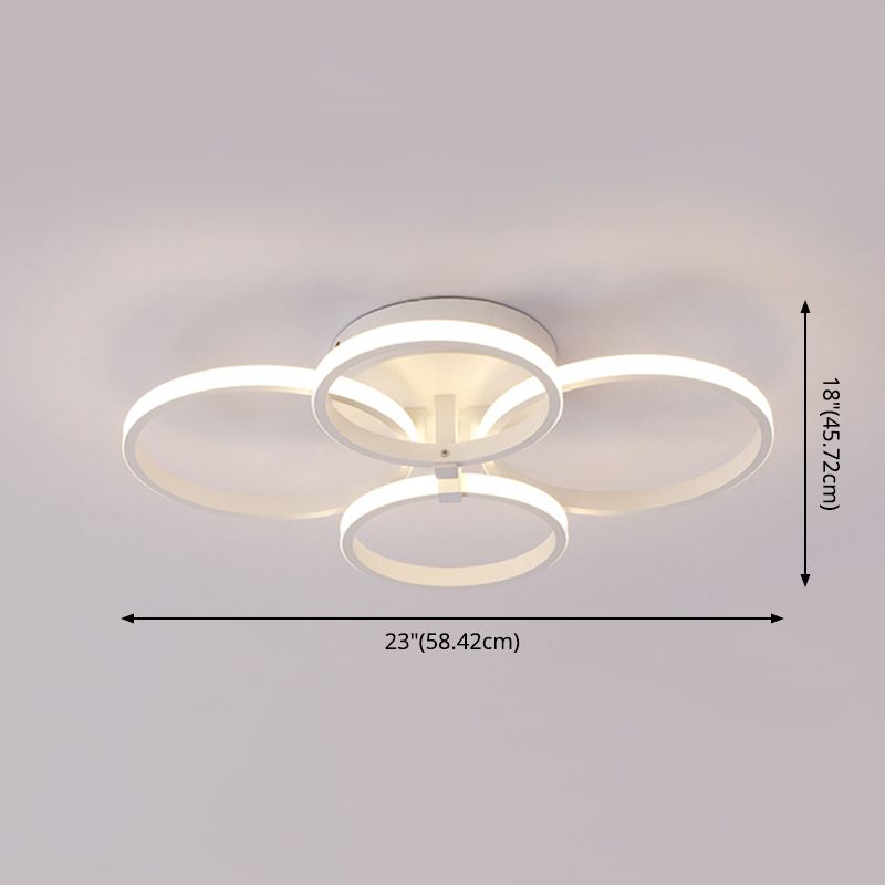 White Loop Forgiato Semiflush Light Minimalism LED Aluminum Soffitto Luce per Bedroom