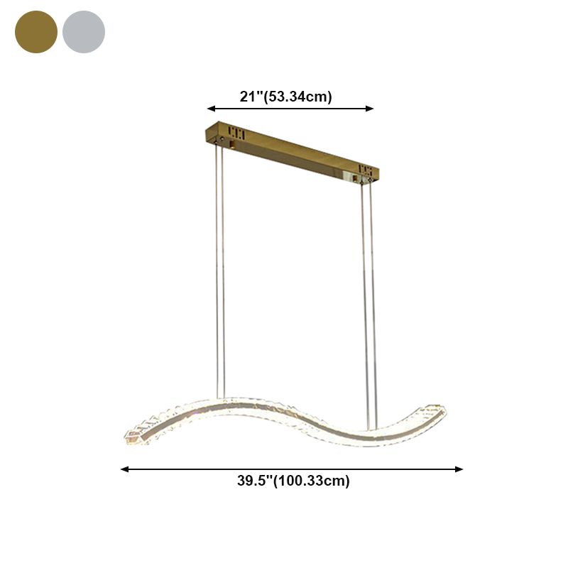 1 Light Waves Island Lamp Contemporary Simplicity Crystal Wrapped Island Pendant