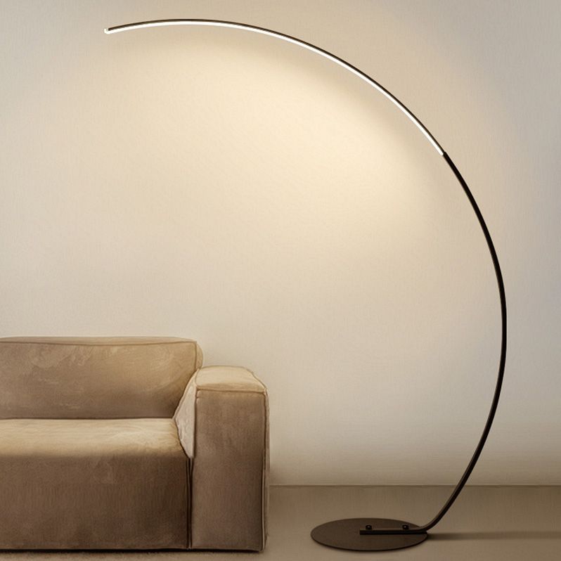 Curve Shape Metal Floor Lighting Contemporary Style 1 Light Floor Lamp