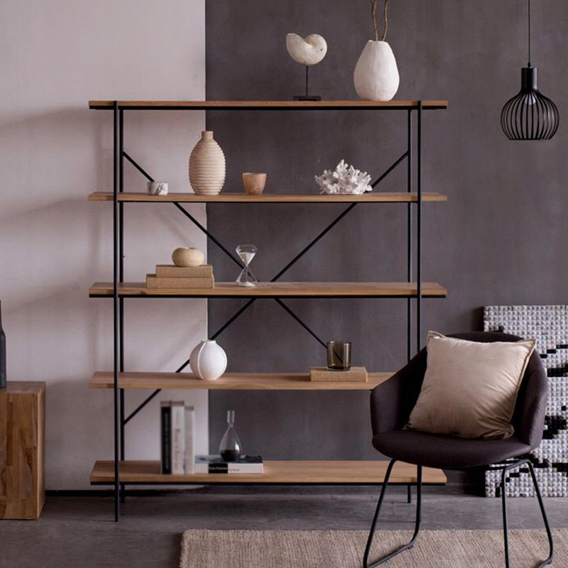 Industrial Style Etagere Bookshelf Vertical Shelf Bookcase for Home