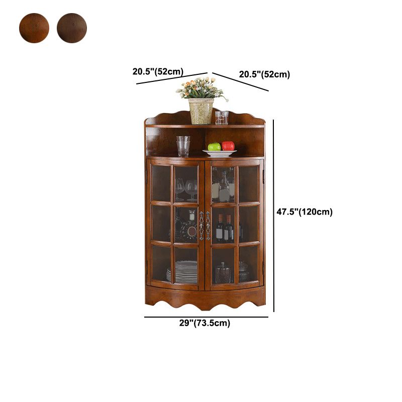 Mid-Century Modern Corner Accent Cabinet Rubberwood Cabinet With Doors