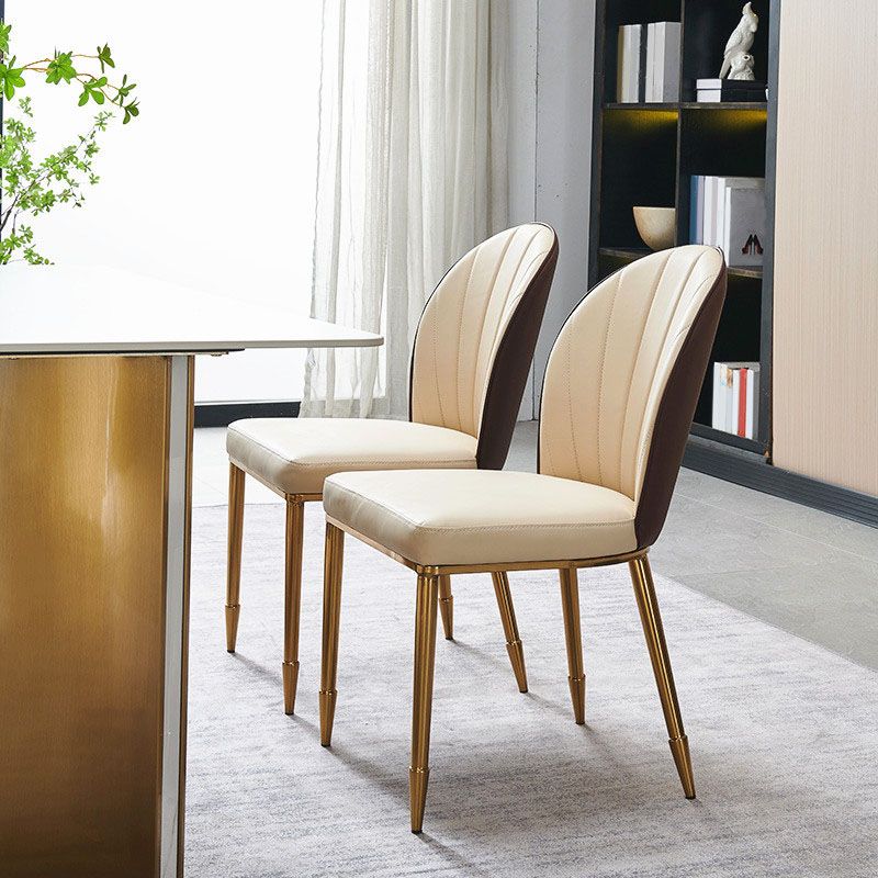 Contemporary Faux Leather Dining Chair Parsons Side Chair in White