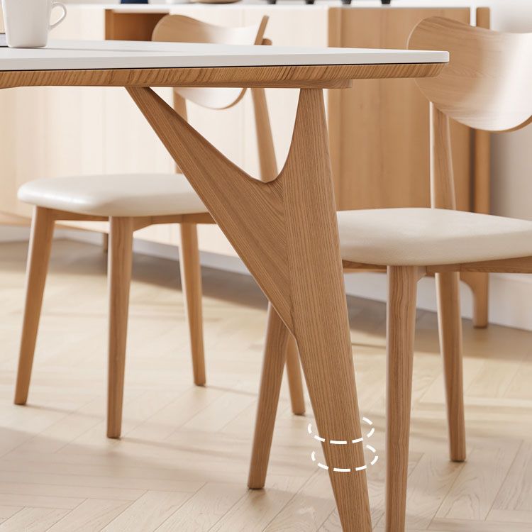 White Stone Top Dining Table Glam Style 4 Legs Dining Table for Dining Room