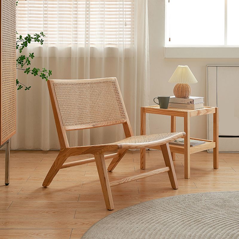 Woven Back Side Chair Solid Wood Lounge Accent Chair with Legs