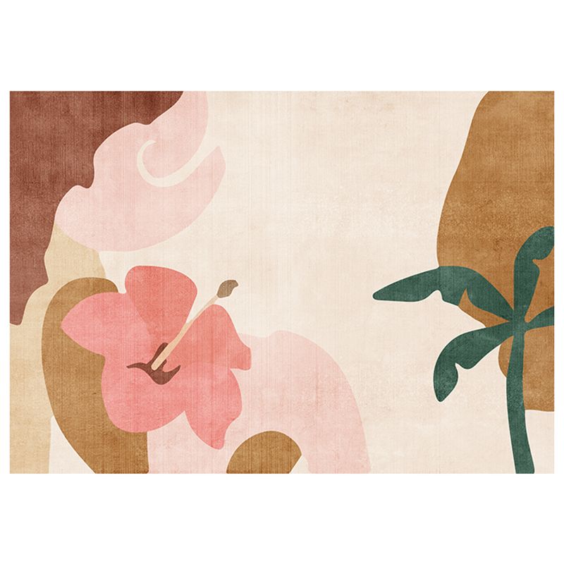 Simple Solid Color Modern Rug Polyester Color Block Splicing Area Rug Non-Slip Backing Carpet for Living Room