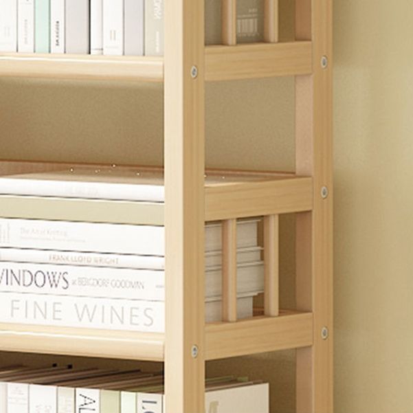Modern Solid Pine Wood Bookcase, Natural, Open Bookshelf for Living Room