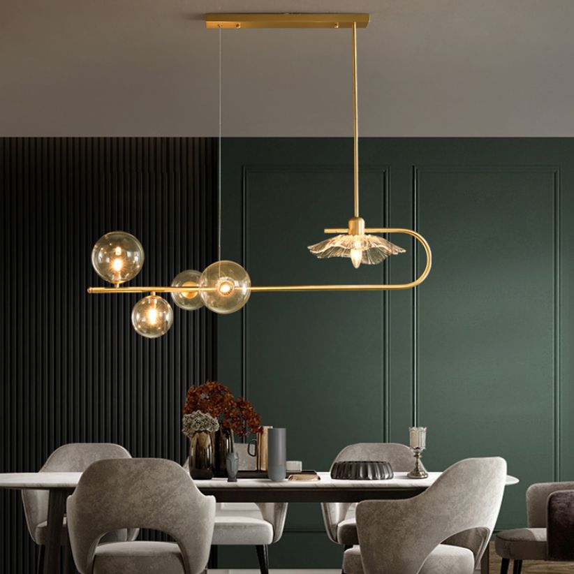 Luci a sospensione contemporanea illuminazione isola lineare lampada sospesa in oro