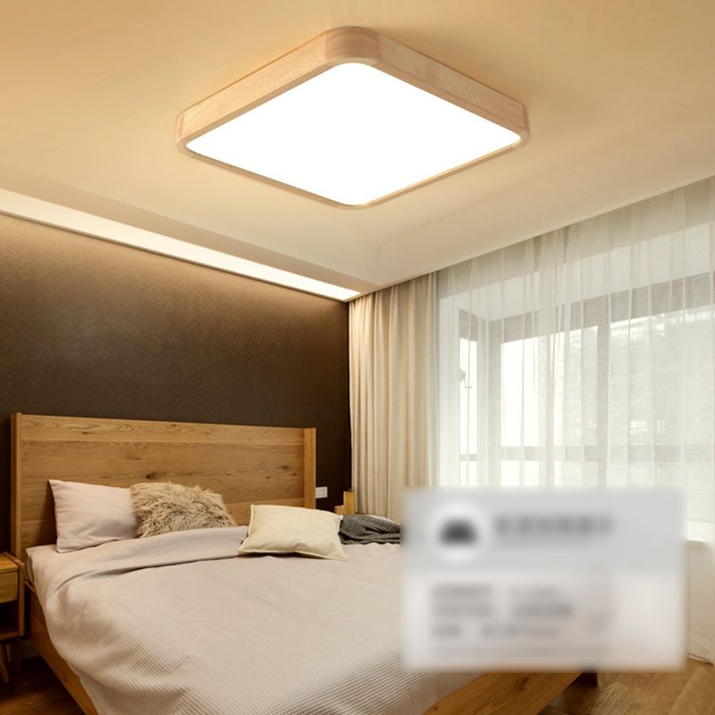Geometry Shape Ceiling Lamp Modern Simple Style Wood 1 Light Flush Mount for Dining Room Living Room