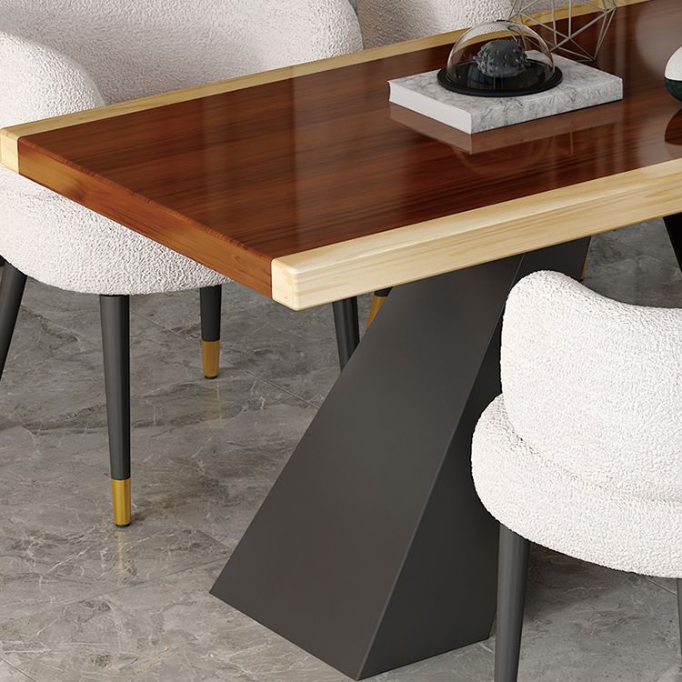 Modern Style Dining Table Solid Wood Rectangle Table with Black Base
