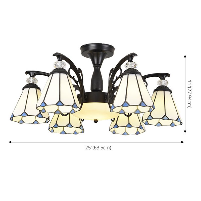 Administrateur de plafond de chambre à coucher en verre semi-chasseur ombré Tiffany