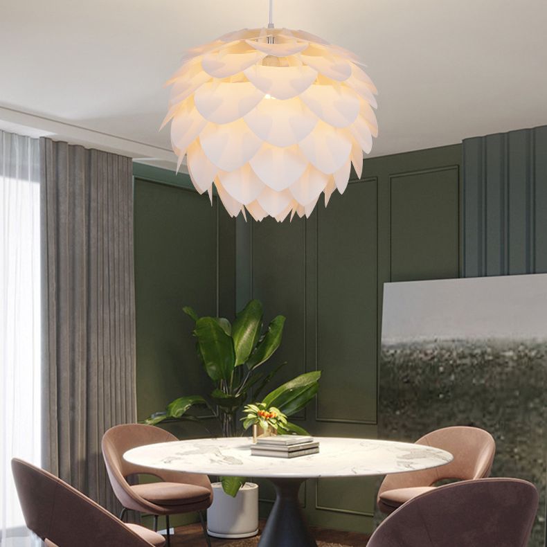 Pinecone Acrylic Pendant Lighting Simplicity Style White Hanging Ceiling Light for Living Room