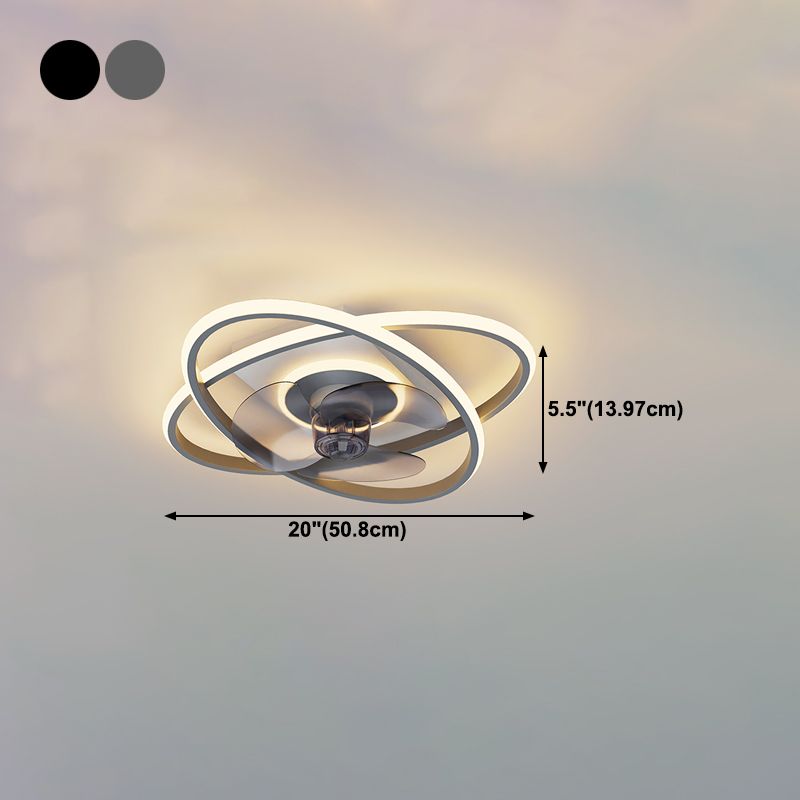 Metal Geometric Shape Ceiling Fans Modern 3-Lights Ceiling Fan Lamp Fixture