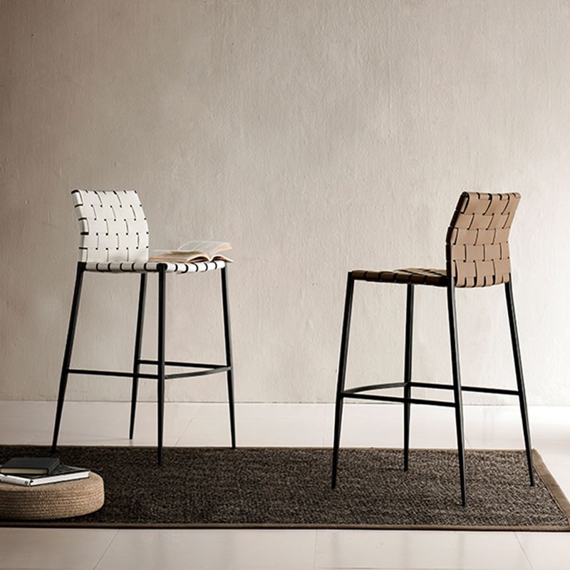 Faux Leather Dining Stools Contemporary Bar Stools with Metal Base
