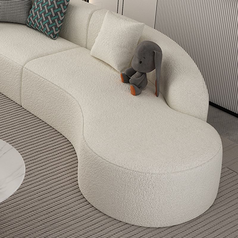 Contemporary 23.62 "/27.55" H White Wool Curved Sofa for Living Room