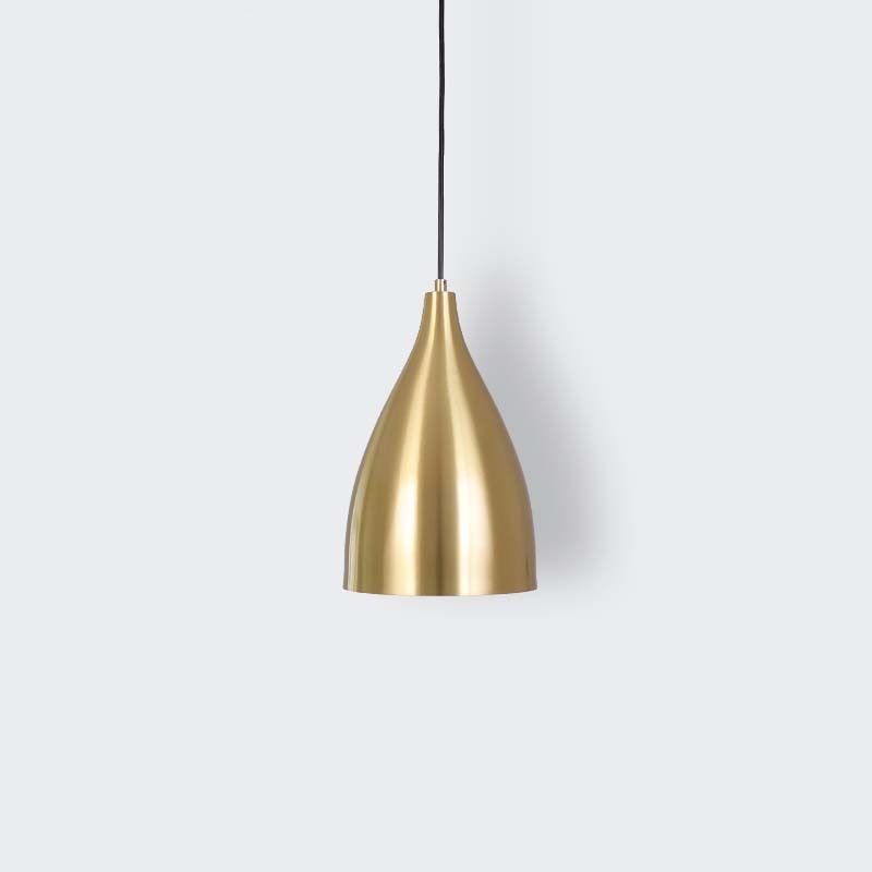 Metal Bullet Shaped Hanging Lamp Post-Modern Single Gold Plated Suspension Pendant for Restaurant