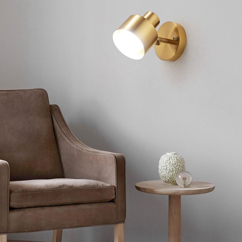 Modern Style Cylinder Sconce Light Fixtures Metal 1 Light Wall Mounted Lamps in Gold