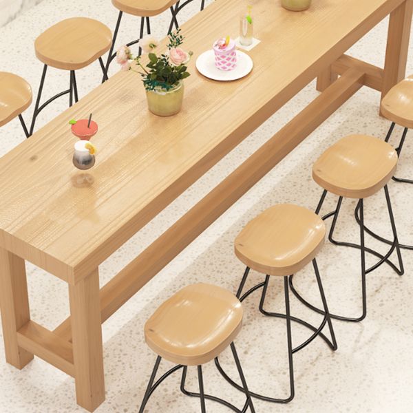 Modern Rectangle Bar Height Table Solid Wood Bar Table with Trestle Base