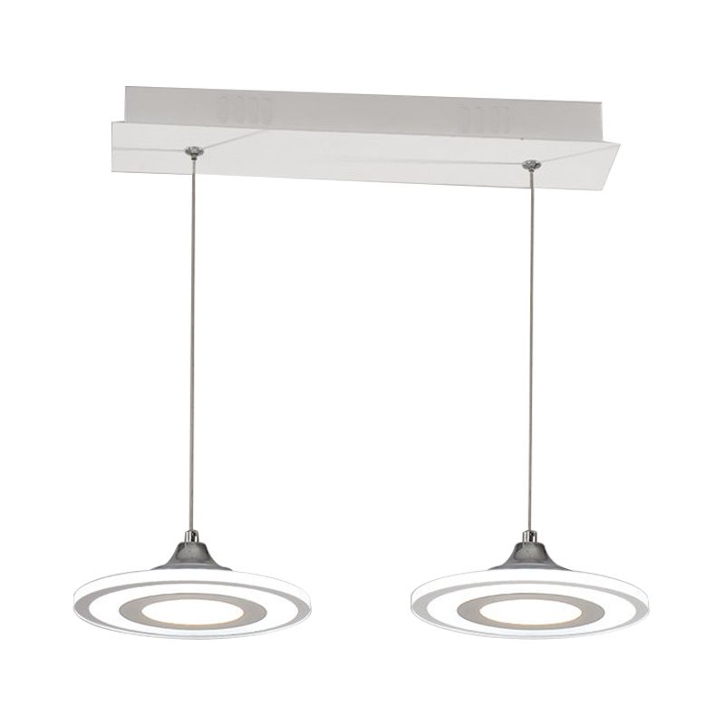 Kreis Speisesaal Island Decke Anhänger Acryl 2/3-Kopf-LED-LED-MINALISTE LAMPING LAMPS KIT IN WARM/Weiße Licht