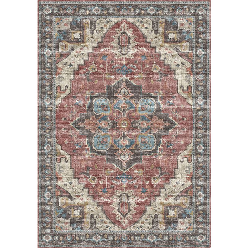 Retro Floral Print Rug Multi-Colored Rustic Area Rug Polypropylene Easy Care Non-Slip Backing Carpet for Room