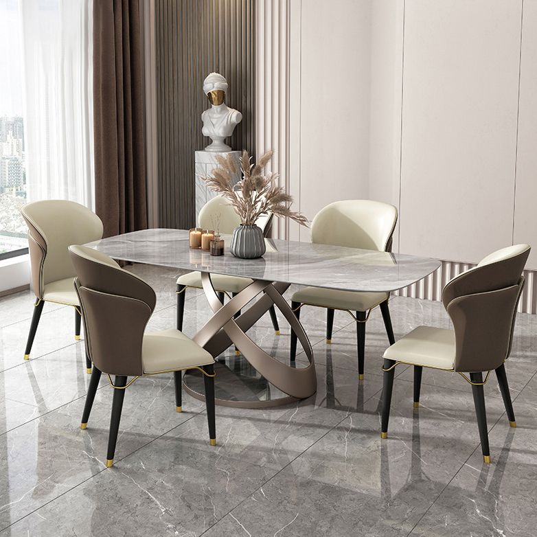 Nordic Sintered Stone Top Dining Set Rectangle 1/2/5/6 Pieces Dining Room Table Set