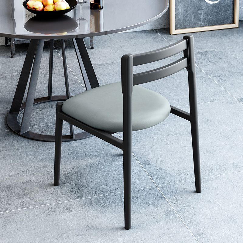 Ladder Back Armless Dining Chairs Upholstered Side Chairs with Metal Legs
