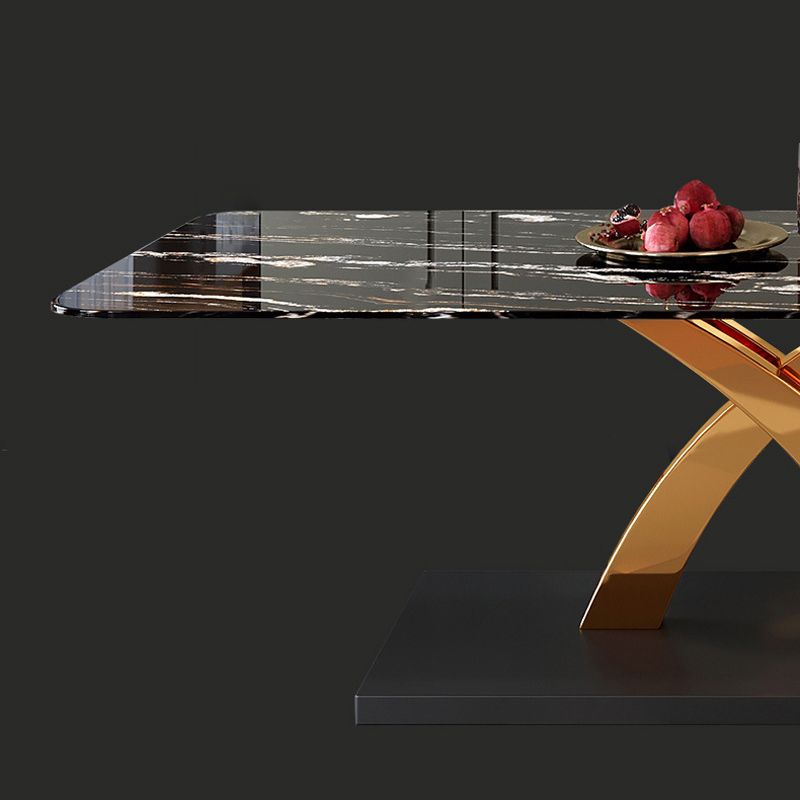 Traditional Luxury Dining Table Sintered Stone Table with Pedestal Base for Dining Room