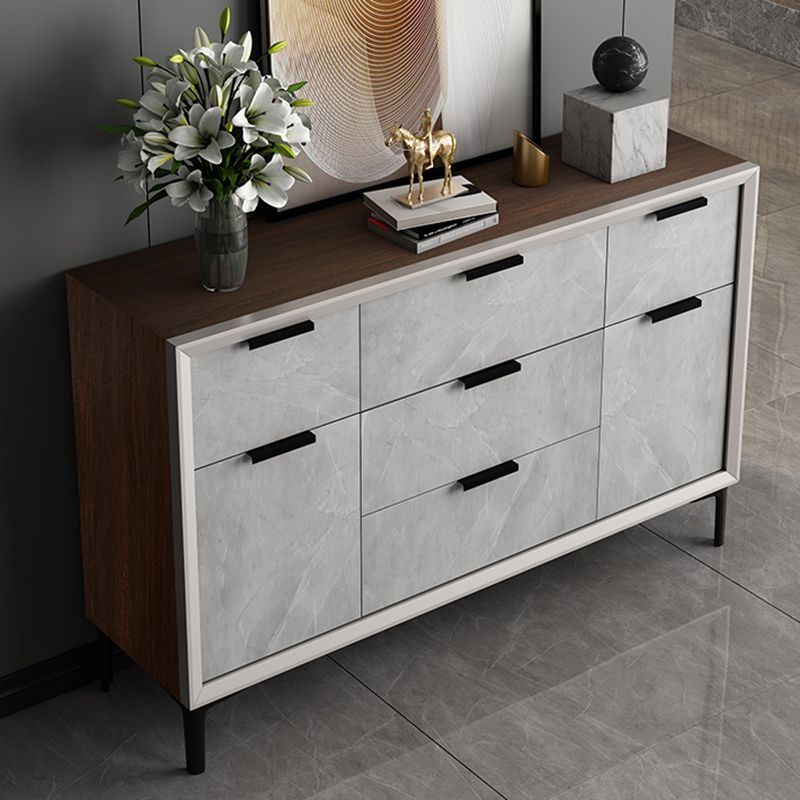 33.46"Tall Grey Accent Chest, Wooden Rectangle Cabinet with Drawers
