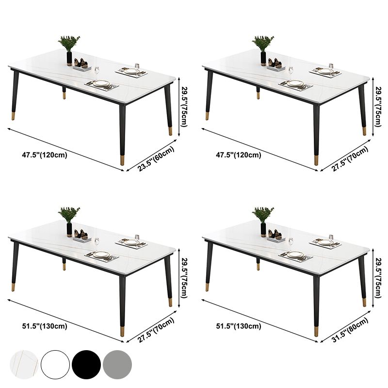 Industrial Style Home Sintered Stone Dining Table Rectangle Shape Table with 4 Legs Base