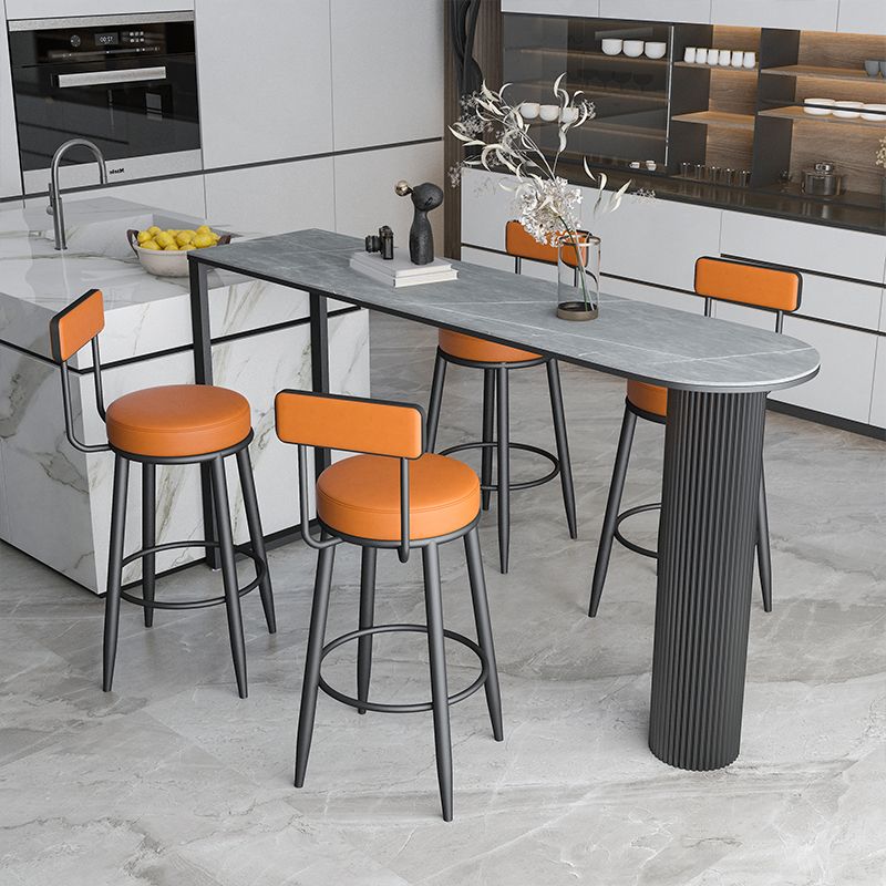 1/5 Pieces Bar Stool and Table Set Industrial Oval Bar Table Set