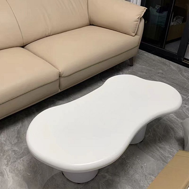 White Scandinavian Wood Coffee Table 2 Legs Irregular Cocktail Table