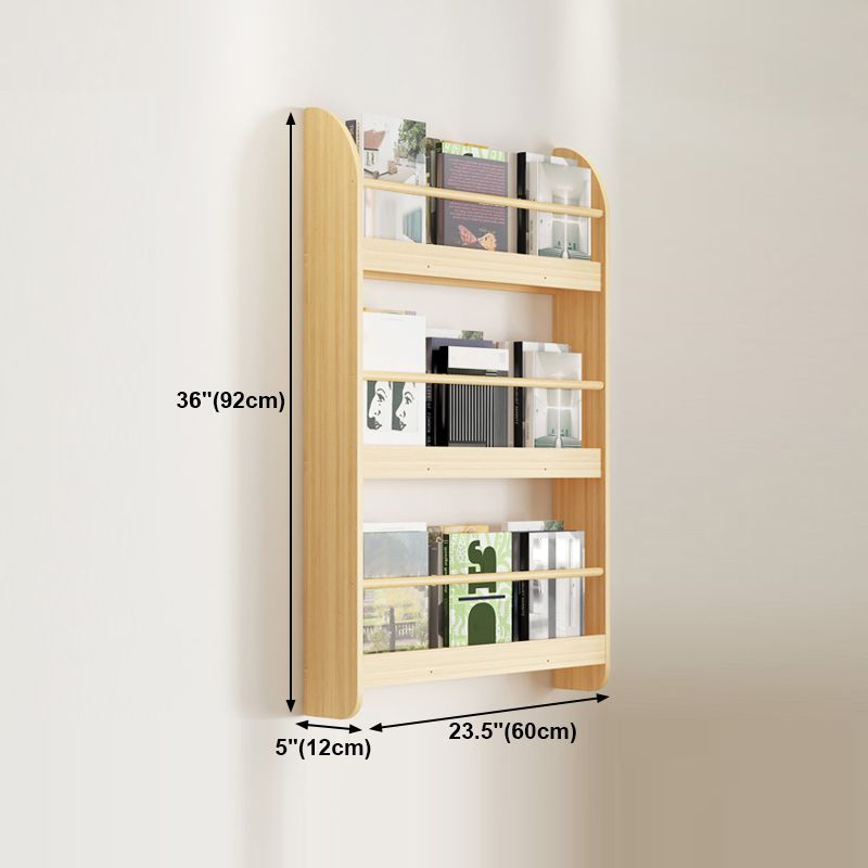 Wood Floating Bookcase Contemporary Style Wall Mounted Book Shelf