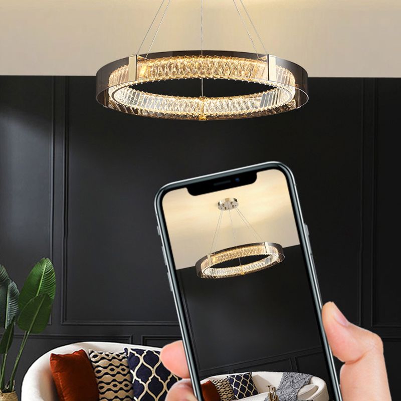 Postmodern Style Circle Chandelier Crystal Gold LED Chandelier Pendant for Dining Room