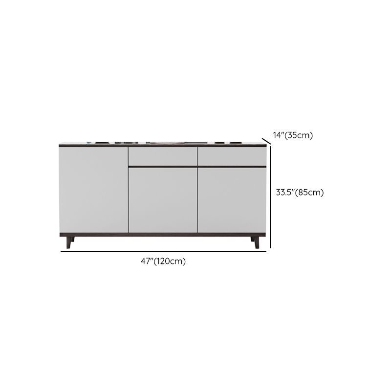 Modern Style Sintered Stone Top Storage Sideboard Cabinet in White