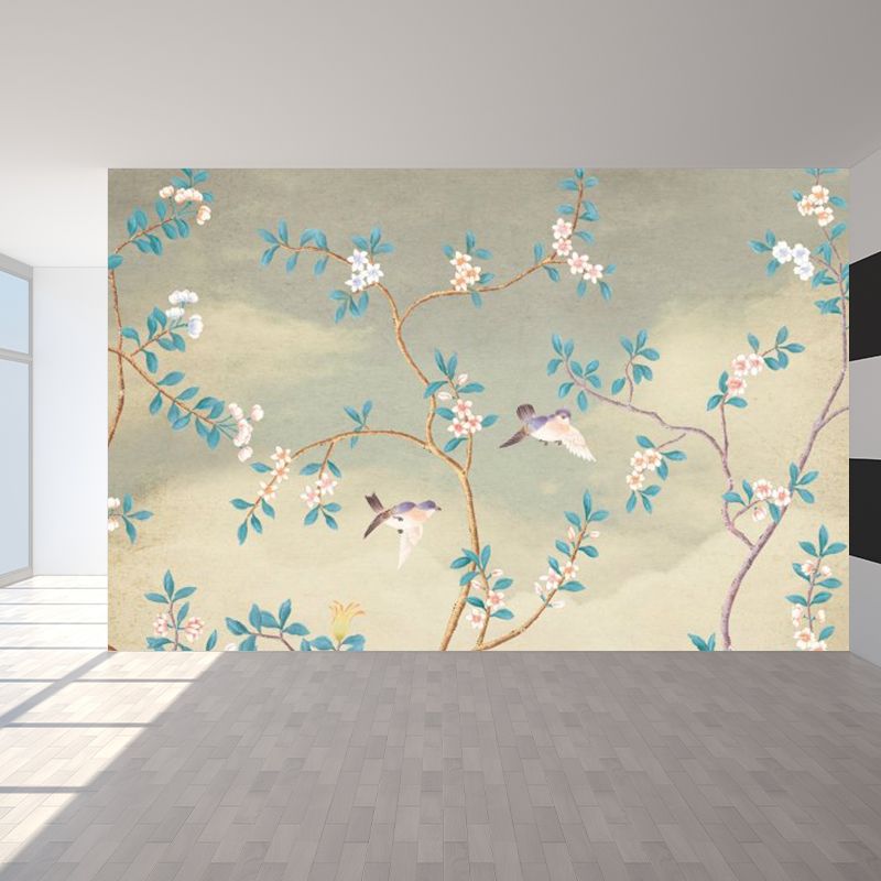 Autocollant Mural au Design Floral vif, décoration murale moderne en matériau non tissé de couleur claire