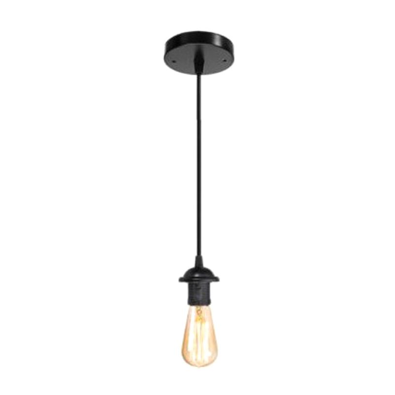 Single Bulb Industrial Style Hanging Light Open Bulb Retro Black Mini Pendant Lamp for Restaurant