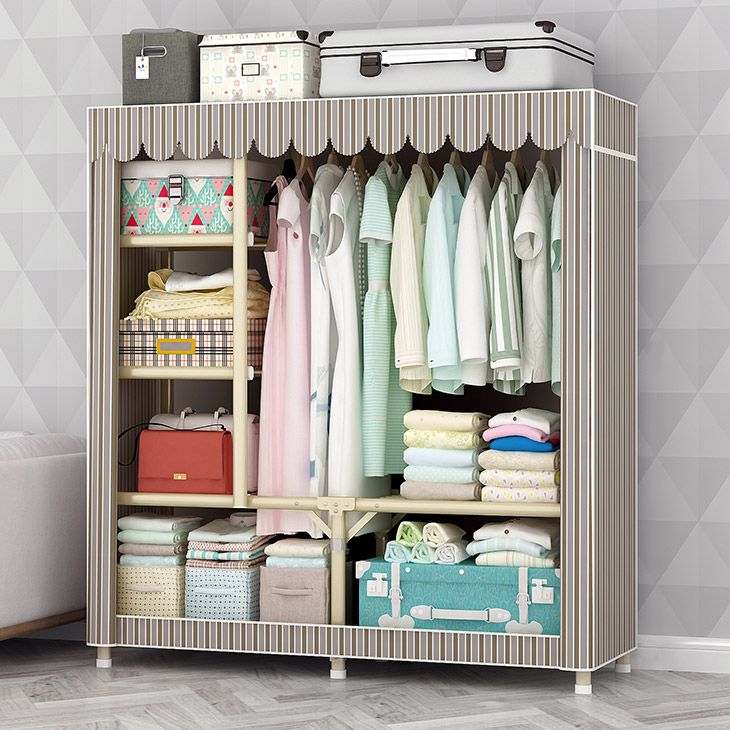 Contemporary Style Steel Wardrobe Cloth Rod Included Wardrobe Closet with Legs