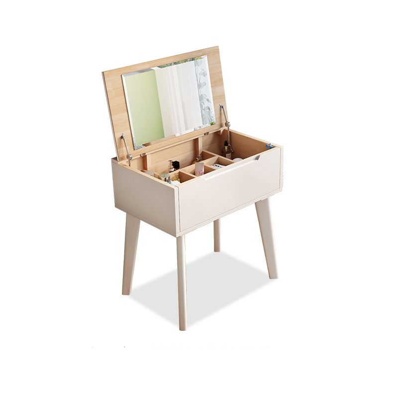 Solid  Wood Make-up Vanity Bedroom Flip-Top Dressing Table with Mirror